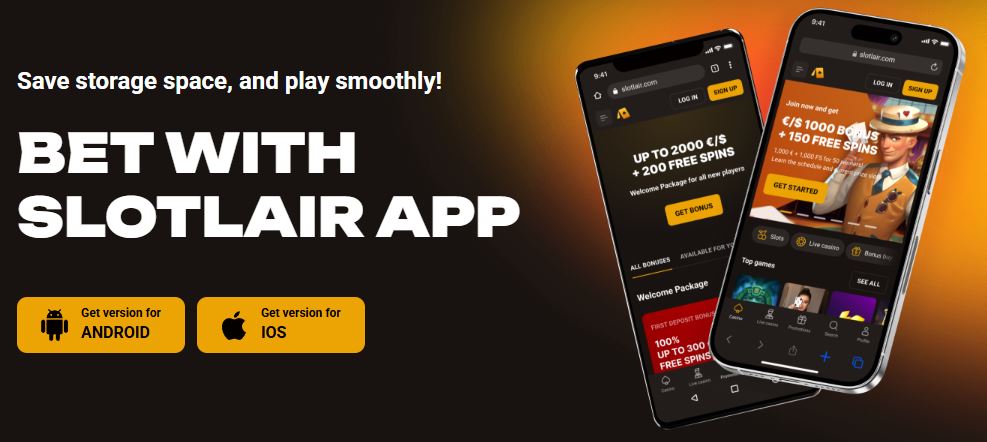 Download SlotLair mobile app for Android and iOS devices